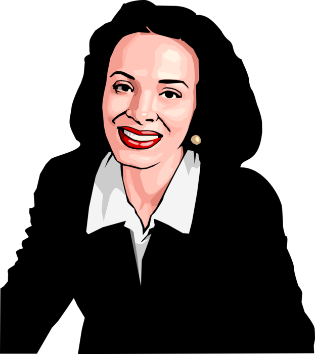 Vector Illustration of Businesswoman with Friendly, Expressive Smile