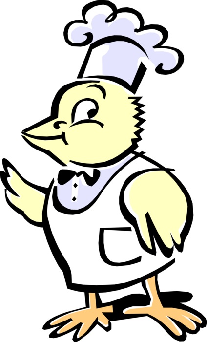 Vector Illustration of Feathered Vertebrate Chef Bird