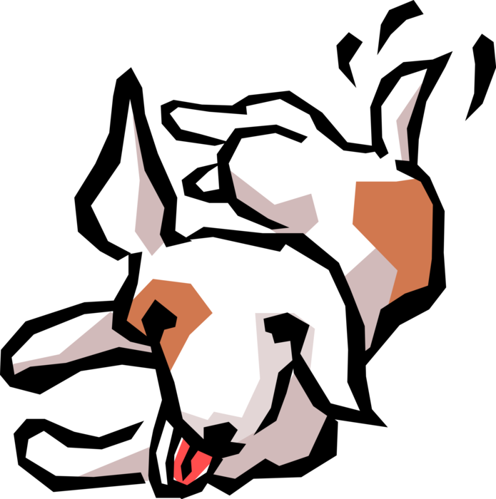 Vector Illustration of Playful Family Pet Dog Rolling Over