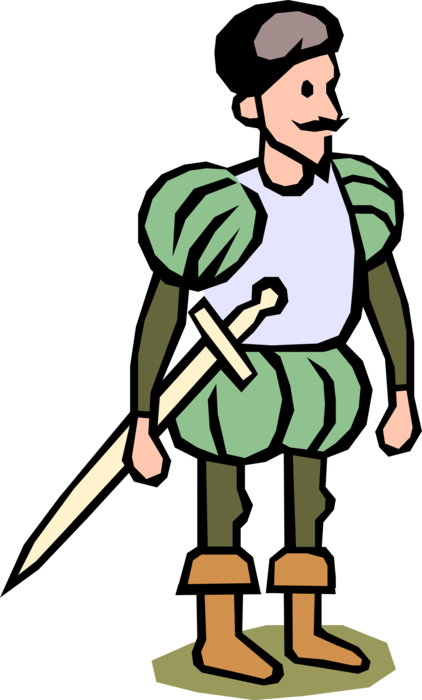 Vector Illustration of Spanish Conquistador Explorer and Conqueror with Sword 