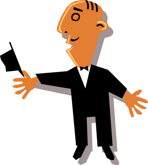 Vector Illustration of Polite French Businessman Takes His Hat Off