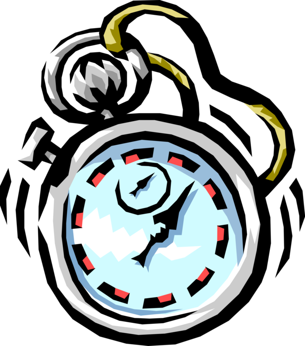 Vector Illustration of Stopwatch Handheld Timepiece Measures Elapsed Time