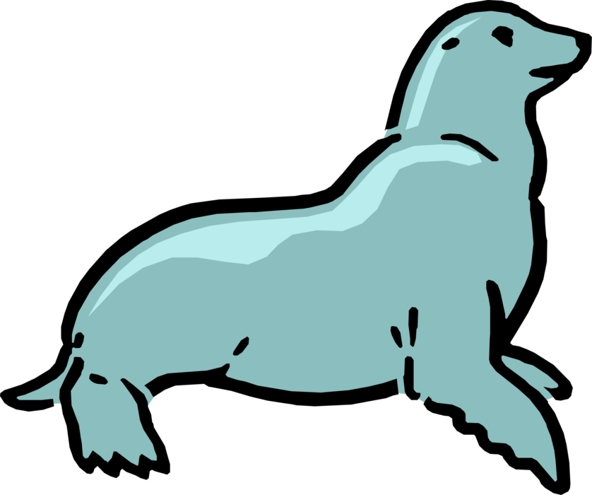 Vector Illustration of Cartoon Harbor Seal