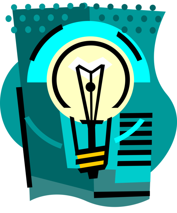 Vector Illustration of Electric Light Bulb Symbol of Invention, Innovation, Inspiration and Good Ideas