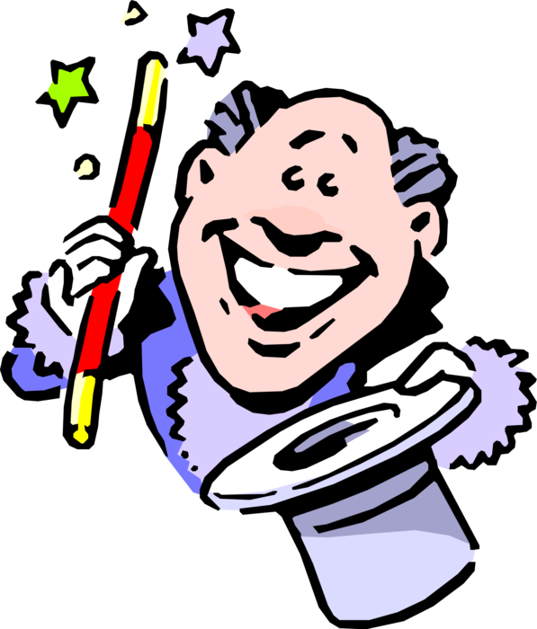 Vector Illustration of Big Top Circus Magician with Hat and Magic Wand