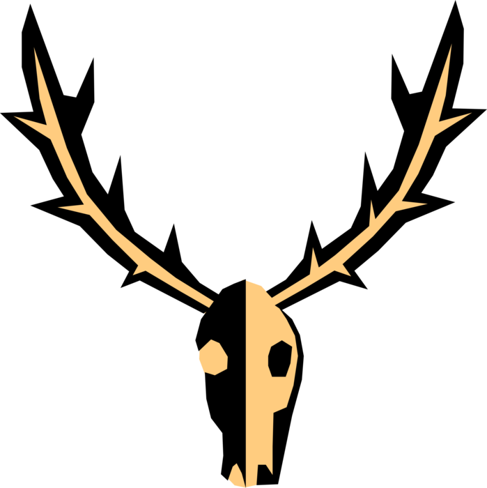 Vector Illustration of Cave Drawing Animal Head with Antlers