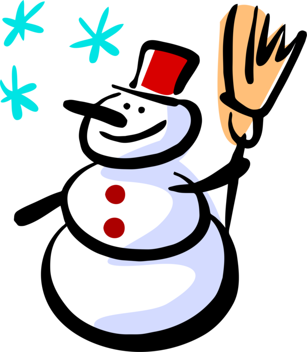 Vector Illustration of Snowman Anthropomorphic Snow Sculpture in Winter