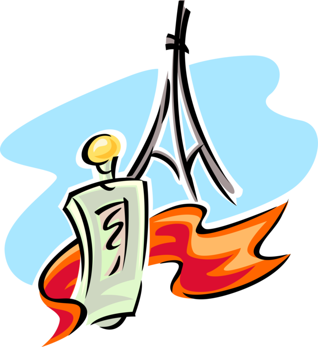 Vector Illustration of Eiffel Tower and Eau de Paris Perfume Cologne, Paris, France 