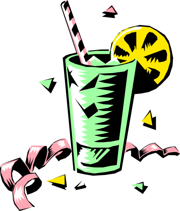 Vector Illustration of Refreshing Cold Alcohol Beverage Drink with Lemon Slice
