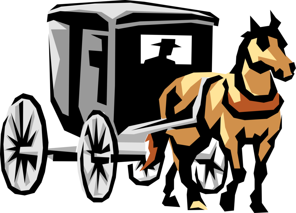 Vector Illustration of Amish Pennsylvania Dutch Horse Drawn Carriage Horse and Buggy