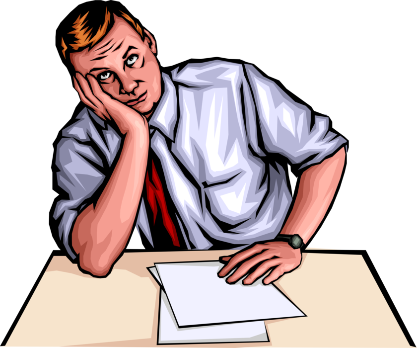 Vector Illustration of Frustrated Businessman with Paperwork