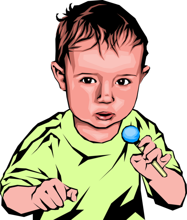 Vector Illustration of Newborn Infant Baby with Sucker Candy Confection