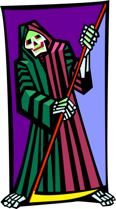 Vector Illustration of Tarot Card Major Arcana Death Portrayed as Skeleton with Skeletal Bones