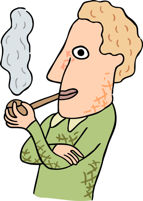 Vector Illustration of Man Smoking Pipe Tobacco