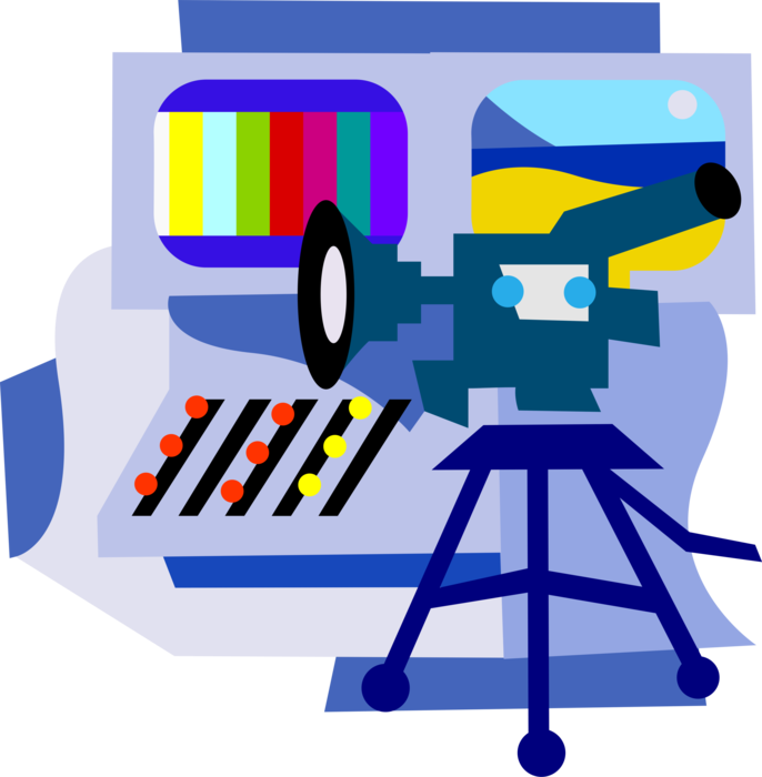 Vector Illustration of Filmmaking and Video Production Studio Camera