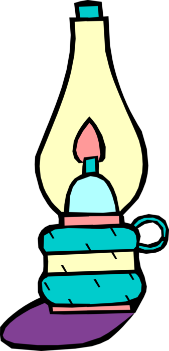 Vector Illustration of Kerosene Oil Lamp Hurricane Lantern Provides Light