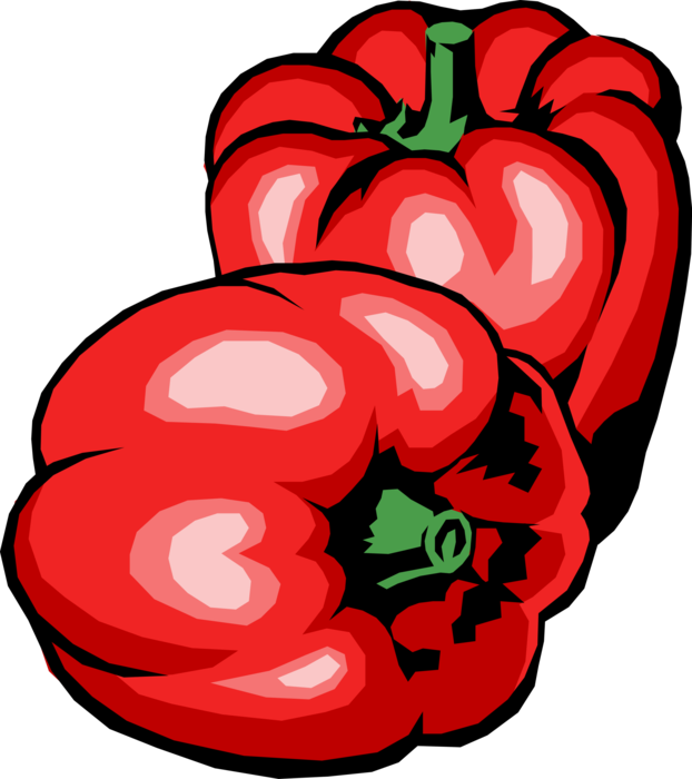 Vector Illustration of Red Peppers Capsicum Bell Pepper