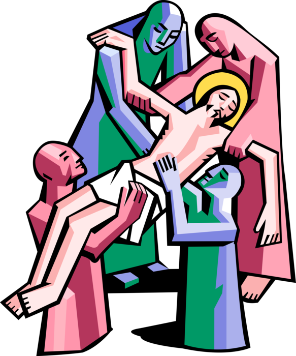 Vector Illustration of Jesus Christ Removed from Cross After Crucifixion on Good Friday
