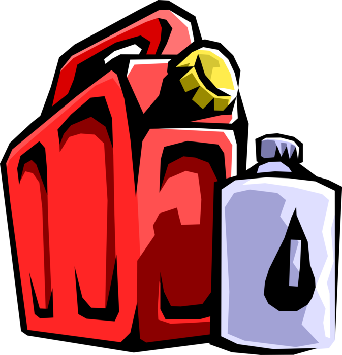 Vector Illustration of Gasoline Jerry Can Container for Transferring, Storing, and Dispensing Oil Based Liquids