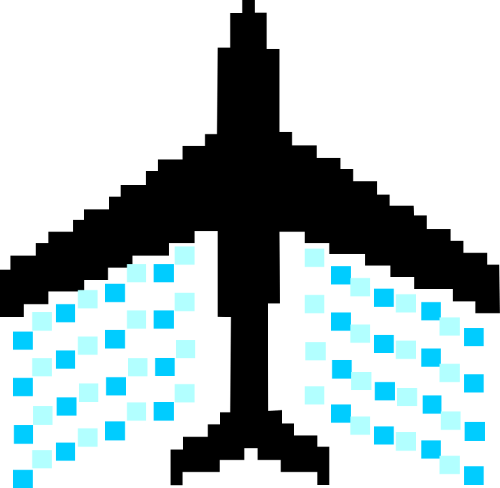 Vector Illustration of Pixelated Bitmap Jet Aircraft Symbol