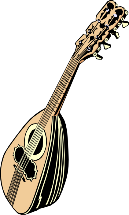 Vector Illustration of Arabic or Turkish Oud Stringed Musical Instrument
