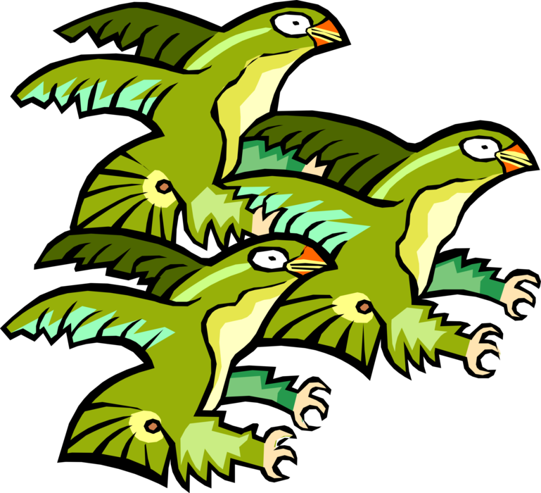 Vector Illustration of Three Birds of Prey Eagles