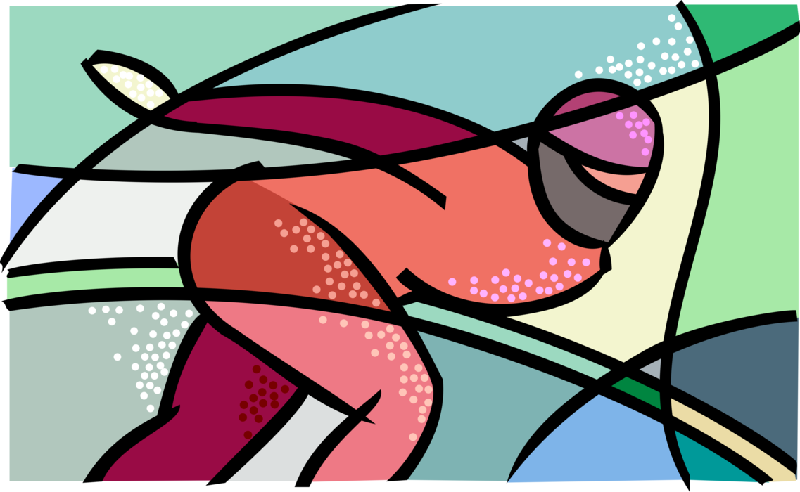 Vector Illustration of Olympic Sports Speed Skater Skating in Race on Ice