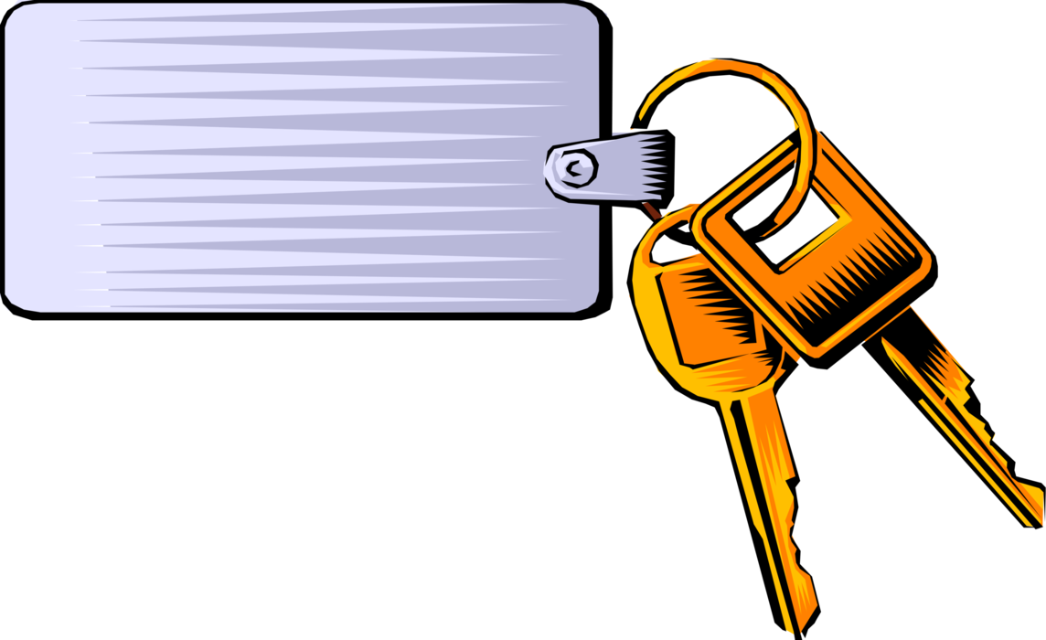 Vector Illustration of Security Key used to Lock or Unlock Padlock Mechanical Security Fastening Device