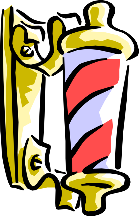 Vector Illustration of Colored Stripes Barber Pole Trade Sign