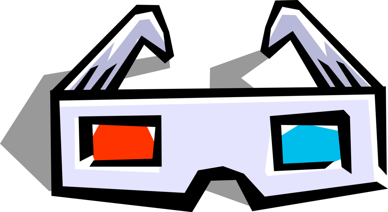 Vector Illustration of 3-D Glasses See Things in Three Dimensions