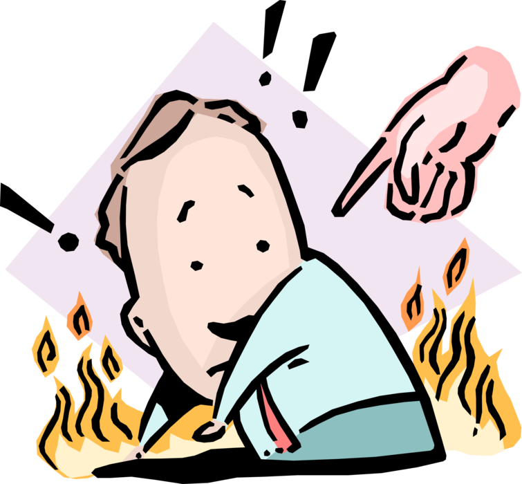 Vector Illustration of Wages of Sin Idiom Businessman Banished to the Fires of Hell