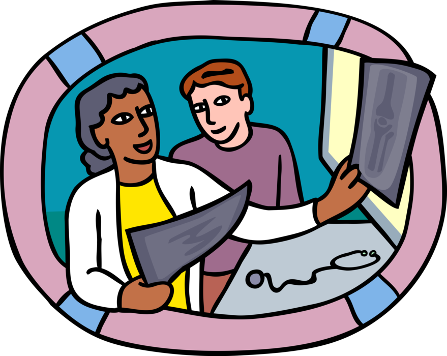 Vector Illustration of Health Care Medical Doctor Examines Patient X-Rays