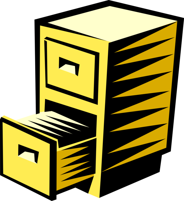 Vector Illustration of Filing Cabinet Office Furniture Stores Paper Documents in File Folders