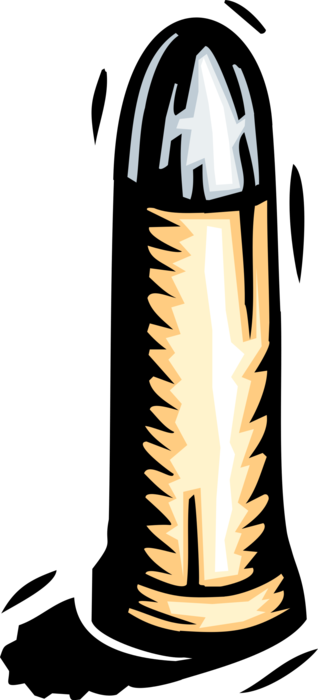 Vector Illustration of Bullet Projectile Propelled by Firearm, Sling, Slingshot, or Air Gun