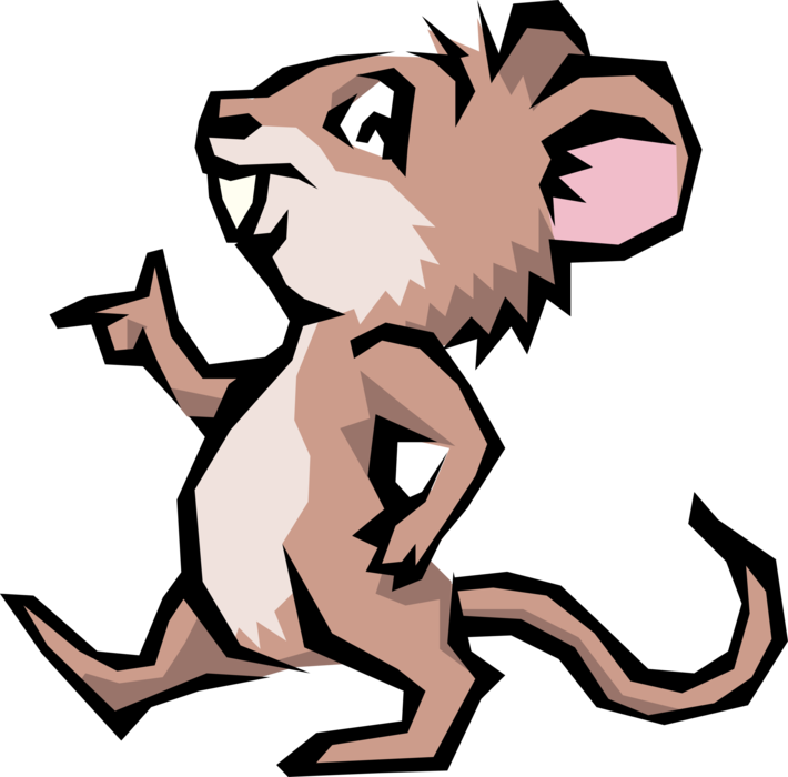 Vector Illustration of Cartoon Rodent Mouse Walking