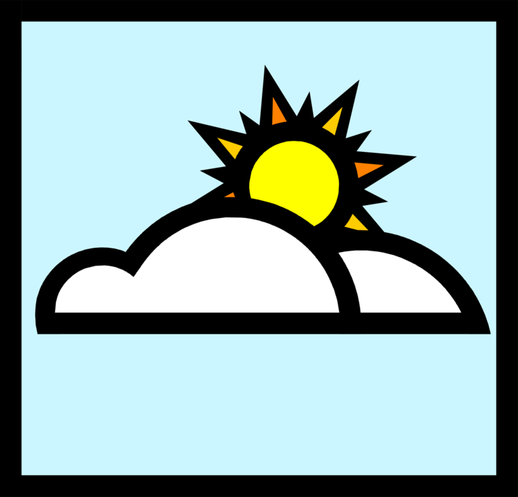 Vector Illustration of Weather Forecast Sun and Clouds