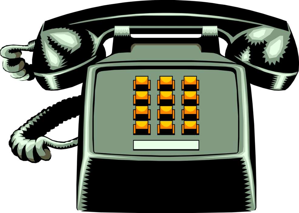 Vector Illustration of Landline Telecommunications Device Telephone or Phone Enables Direct Conversation