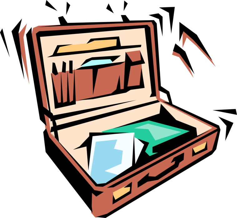 Vector Illustration of Briefcase or Attaché Portfolio Case Carries Documents