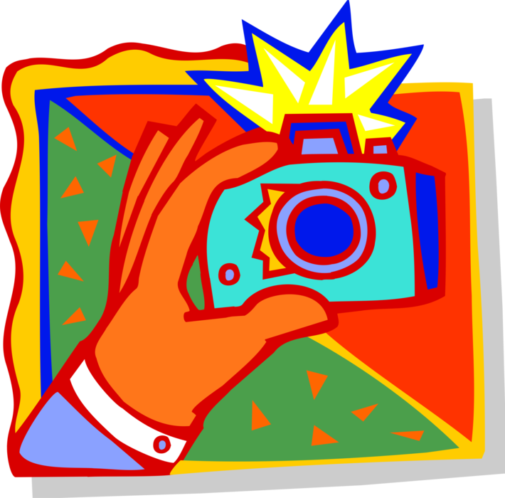 Vector Illustration of Hand with Photography Camera
