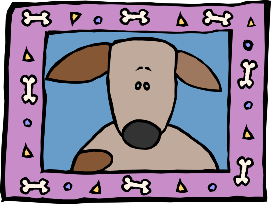 Vector Illustration of Family Dog Framed with Bones