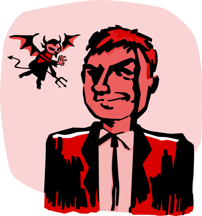 Vector Illustration of Influenced by the Id to Do the Wrong Thing