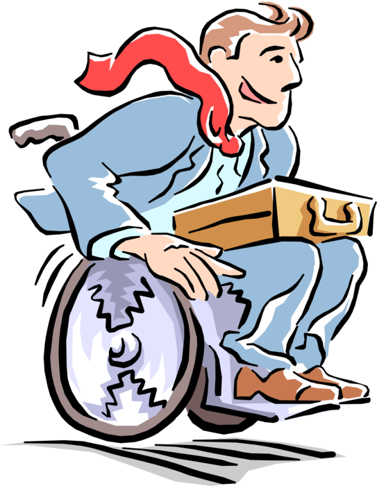 Vector Illustration of Businessman in Wheelchair with Briefcase