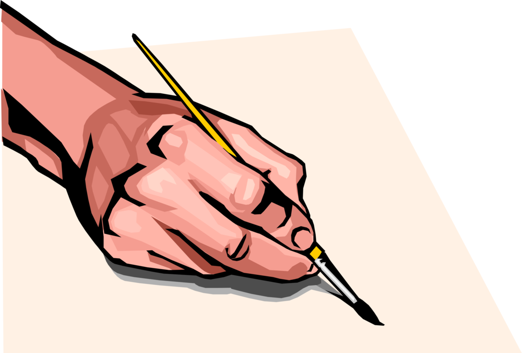 Vector Illustration of Hand Painting with Artist's Paint Brush