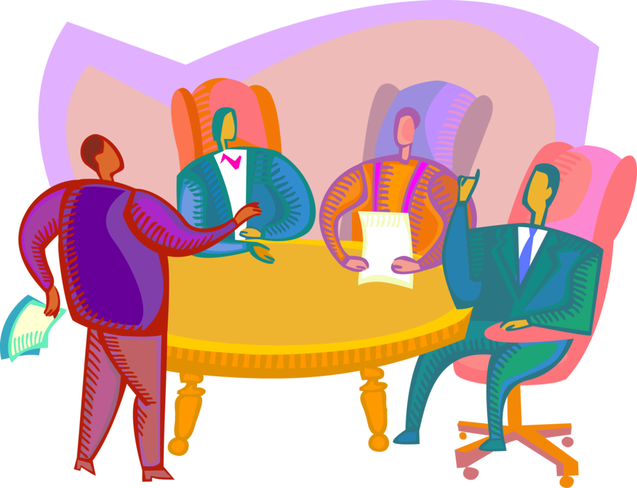 Vector Illustration of Business Management Meeting in Boardroom 