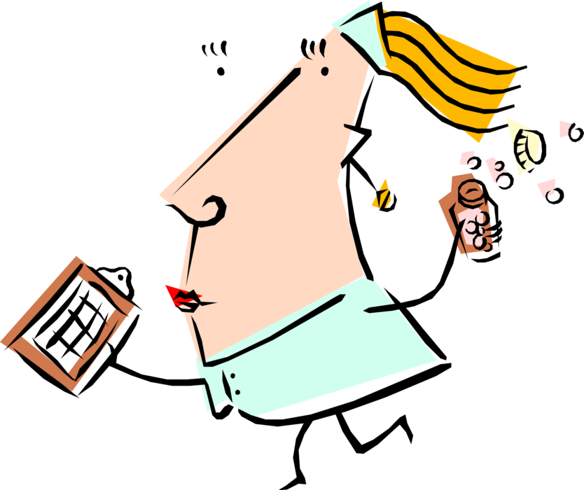 Vector Illustration of Health Care Nurse with Clipboard and Pharmaceutical Drug Dispensed by Medical Prescription