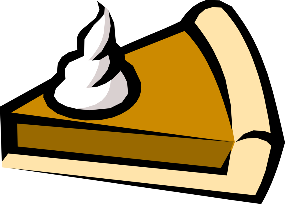 Vector Illustration of Sweet Dessert Pumpkin Pie with Whipped Cream Topping