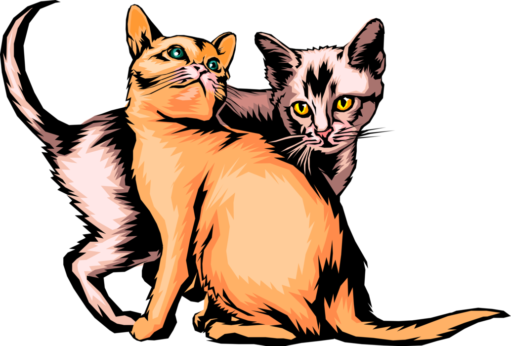 Vector Illustration of Family Pet Baby Kitten Cats Playing