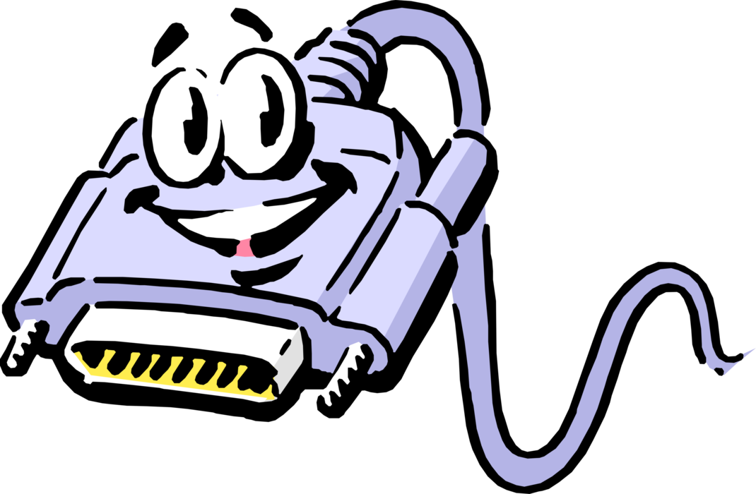 Vector Illustration of Anthropomorphic Computer Peripheral Plug