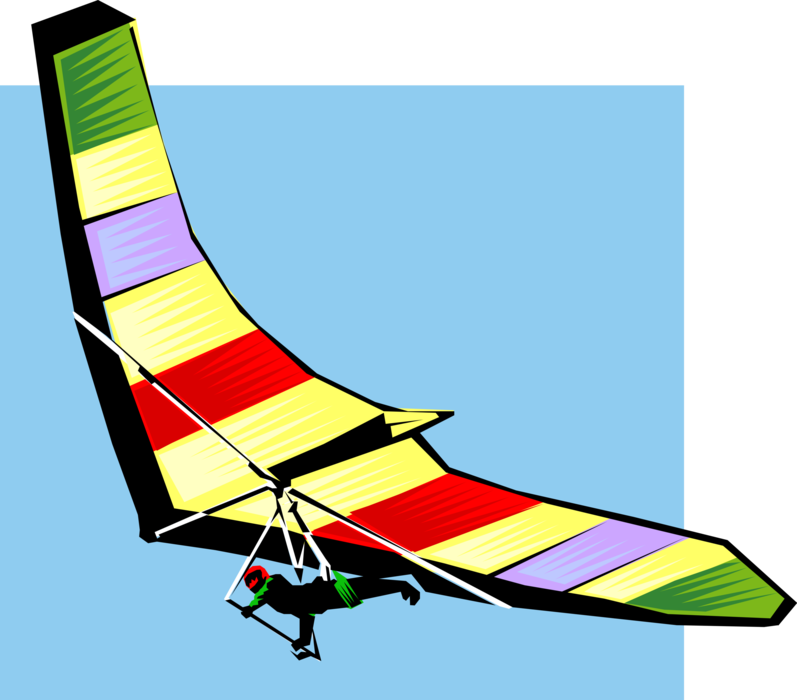 Vector Illustration of Recreational Air Sport Hang Glider Hang Gliding