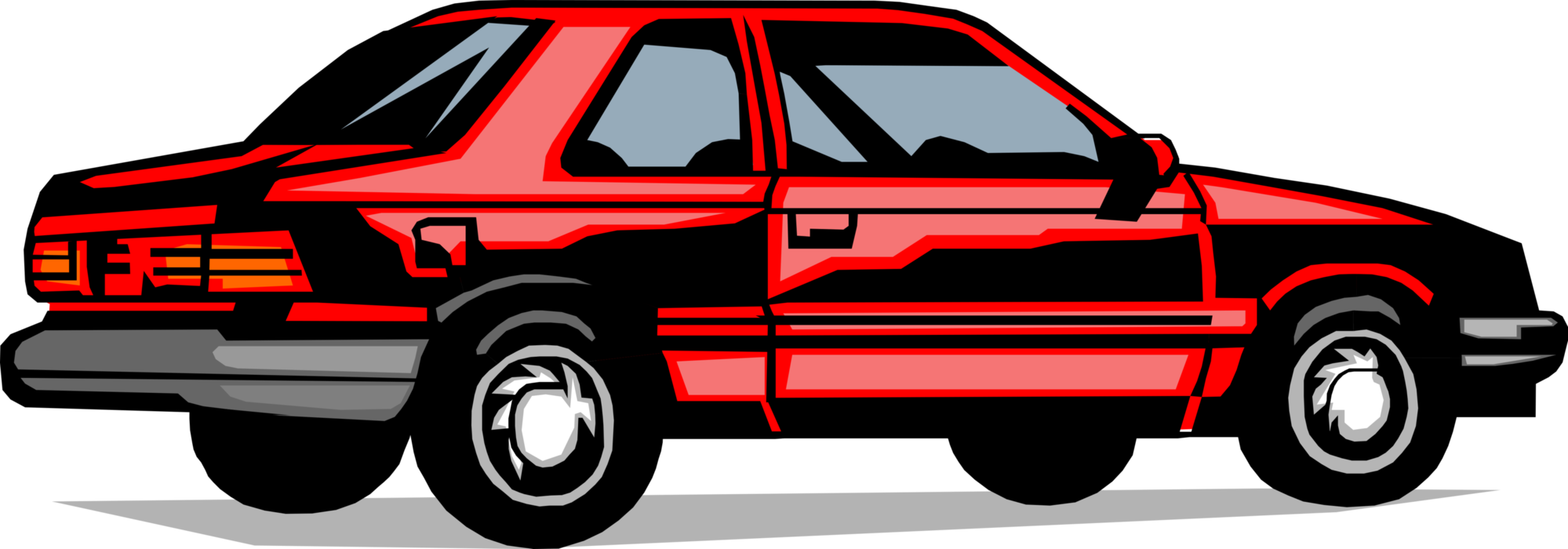Vector Illustration of Family Sedan Compact Car Automobile Motor Vehicle